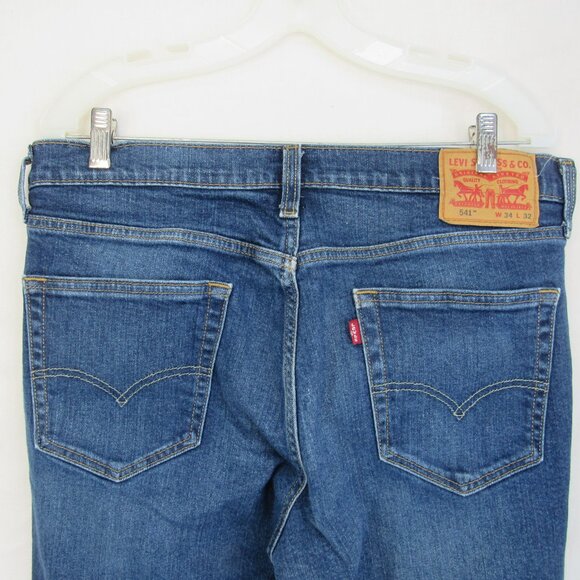 Levi Red Tab 541 Mid Rise Straight Leg Dark Wash Men's Blue Jeans Size 32X32 - Picture 4 of 9